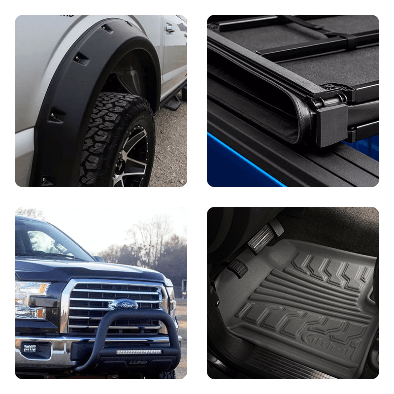 Different truck accessories displayed